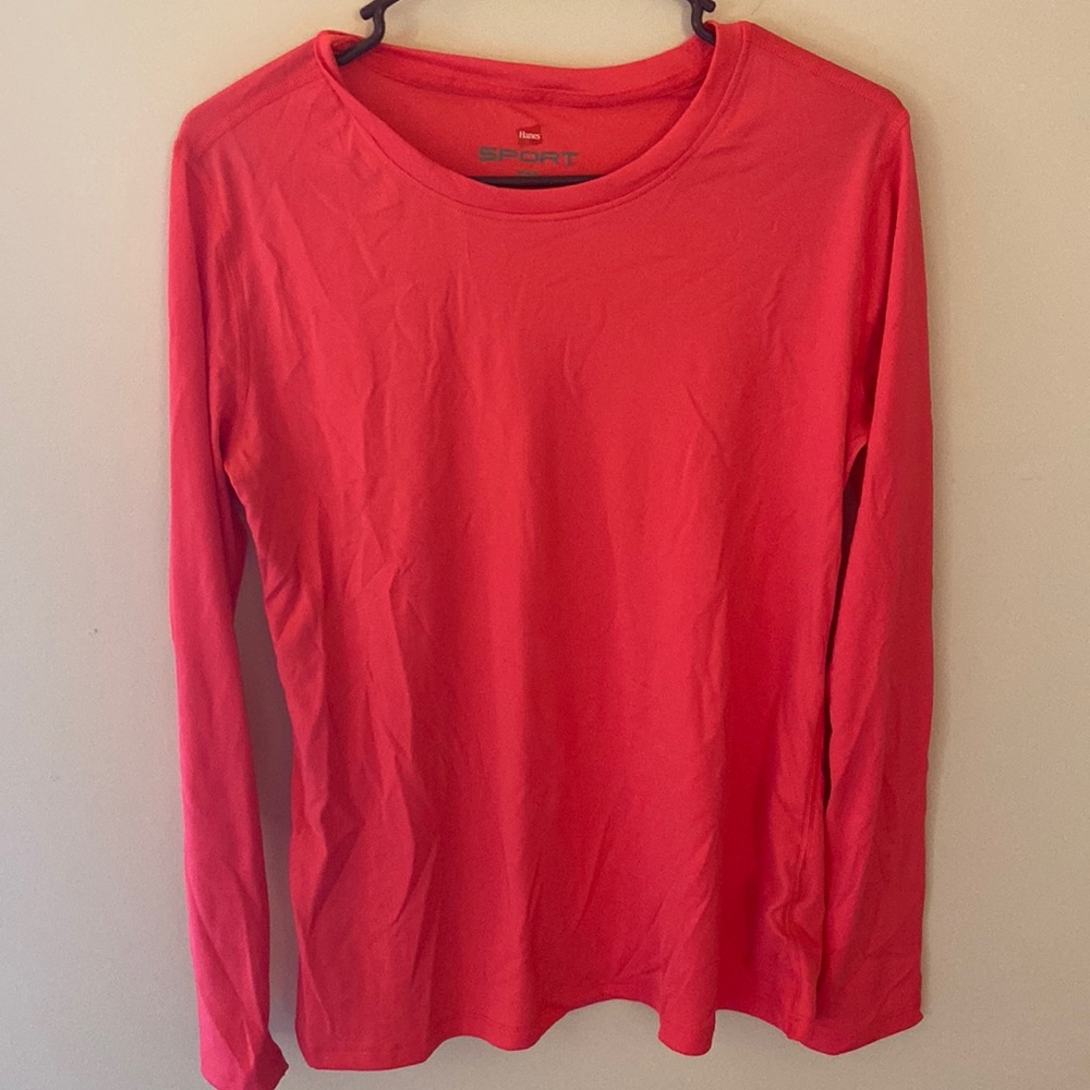 *SOLD* Hanes Dry Fit Bright Pink Long Sleeve Shirt